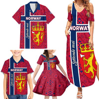 Norway Constitution Day Family Matching Summer Maxi Dress and Hawaiian Shirt Norge Folk Pattern Flag Style - Wonder Print Shop