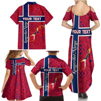 Norway Constitution Day Family Matching Summer Maxi Dress and Hawaiian Shirt Norge Folk Pattern Flag Style - Wonder Print Shop