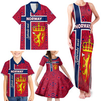 Norway Constitution Day Family Matching Tank Maxi Dress and Hawaiian Shirt Norge Folk Pattern Flag Style - Wonder Print Shop