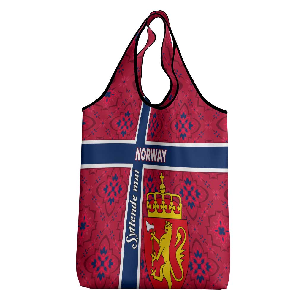 Norway Constitution Day Grocery Bag Norge Folk Pattern Flag Style