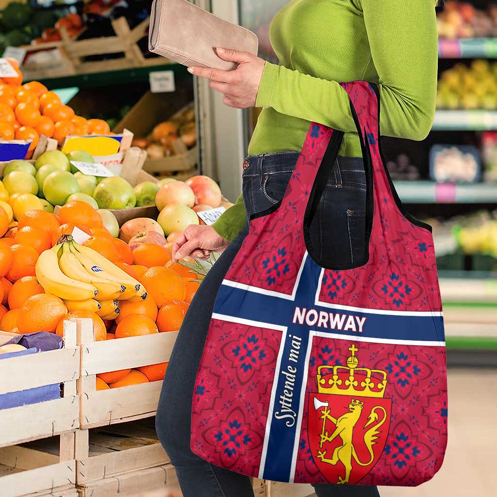 Norway Constitution Day Grocery Bag Norge Folk Pattern Flag Style