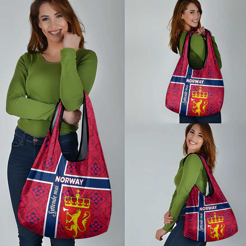 Norway Constitution Day Grocery Bag Norge Folk Pattern Flag Style
