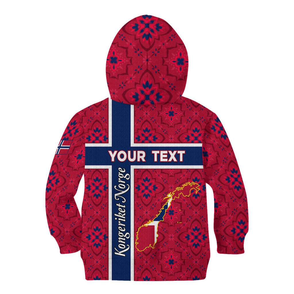 Norway Constitution Day Kid Hoodie Norge Folk Pattern Flag Style - Wonder Print Shop
