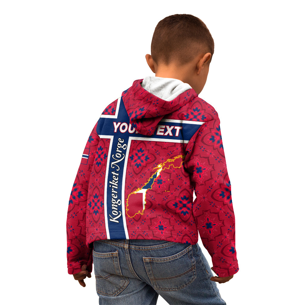 Norway Constitution Day Kid Hoodie Norge Folk Pattern Flag Style - Wonder Print Shop