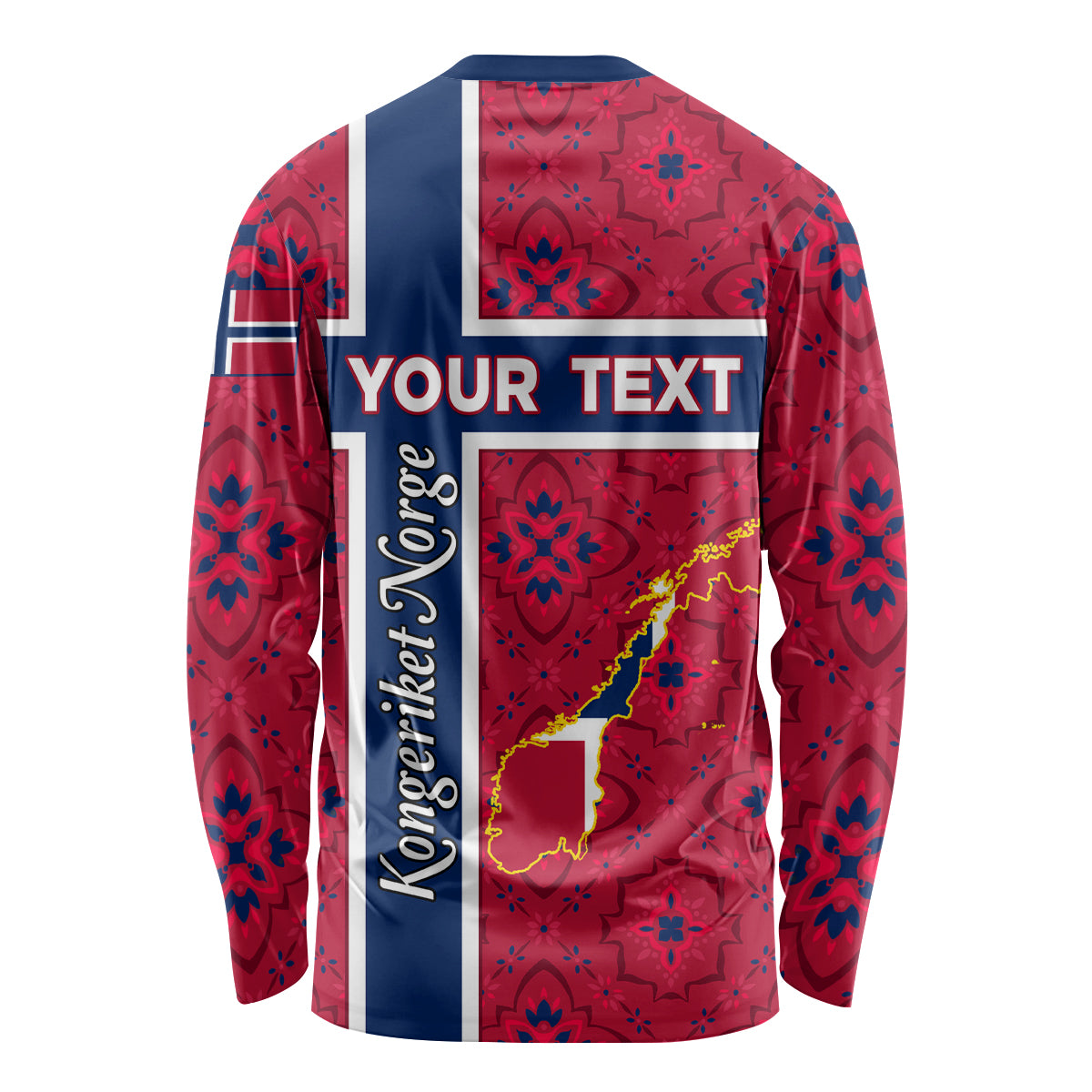 Norway Constitution Day Long Sleeve Shirt Norge Folk Pattern Flag Style - Wonder Print Shop