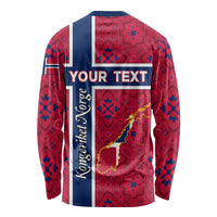 Norway Constitution Day Long Sleeve Shirt Norge Folk Pattern Flag Style - Wonder Print Shop