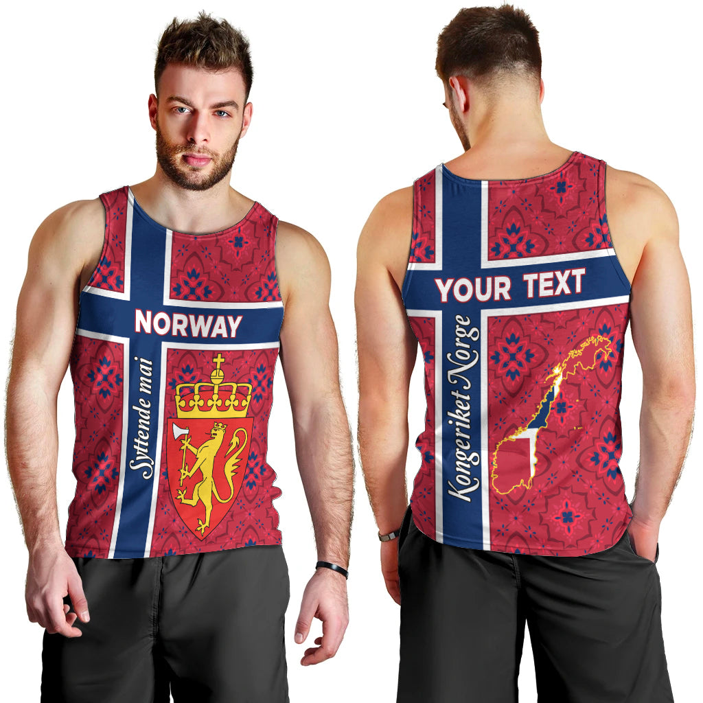 Norway Constitution Day Men Tank Top Norge Folk Pattern Flag Style - Wonder Print Shop