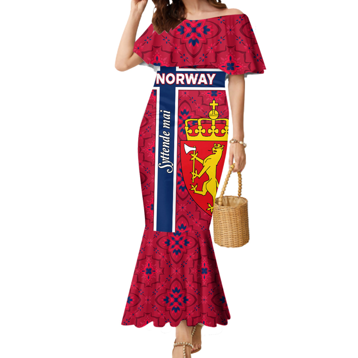 Norway Constitution Day Mermaid Dress Norge Folk Pattern Flag Style - Wonder Print Shop