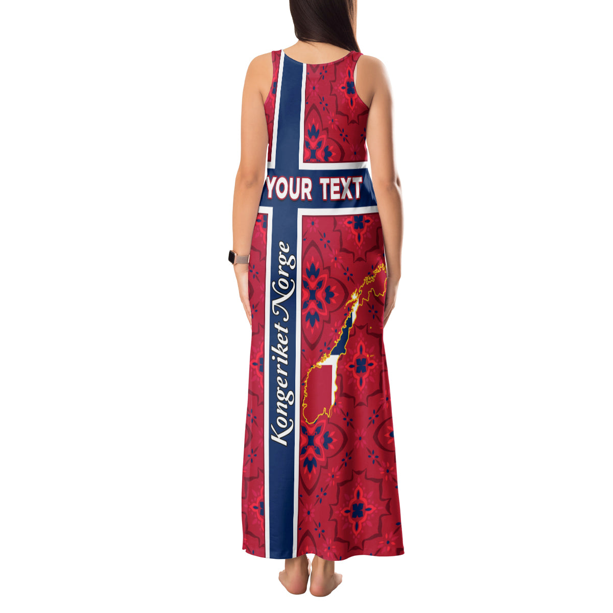 Norway Constitution Day Tank Maxi Dress Norge Folk Pattern Flag Style - Wonder Print Shop