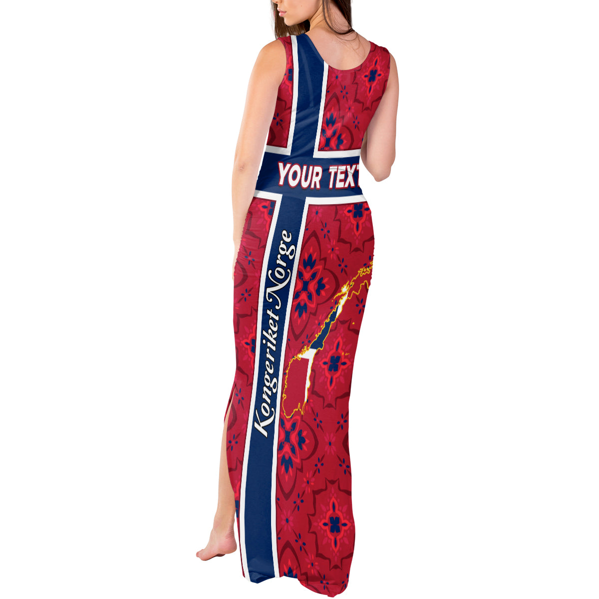 Norway Constitution Day Tank Maxi Dress Norge Folk Pattern Flag Style - Wonder Print Shop