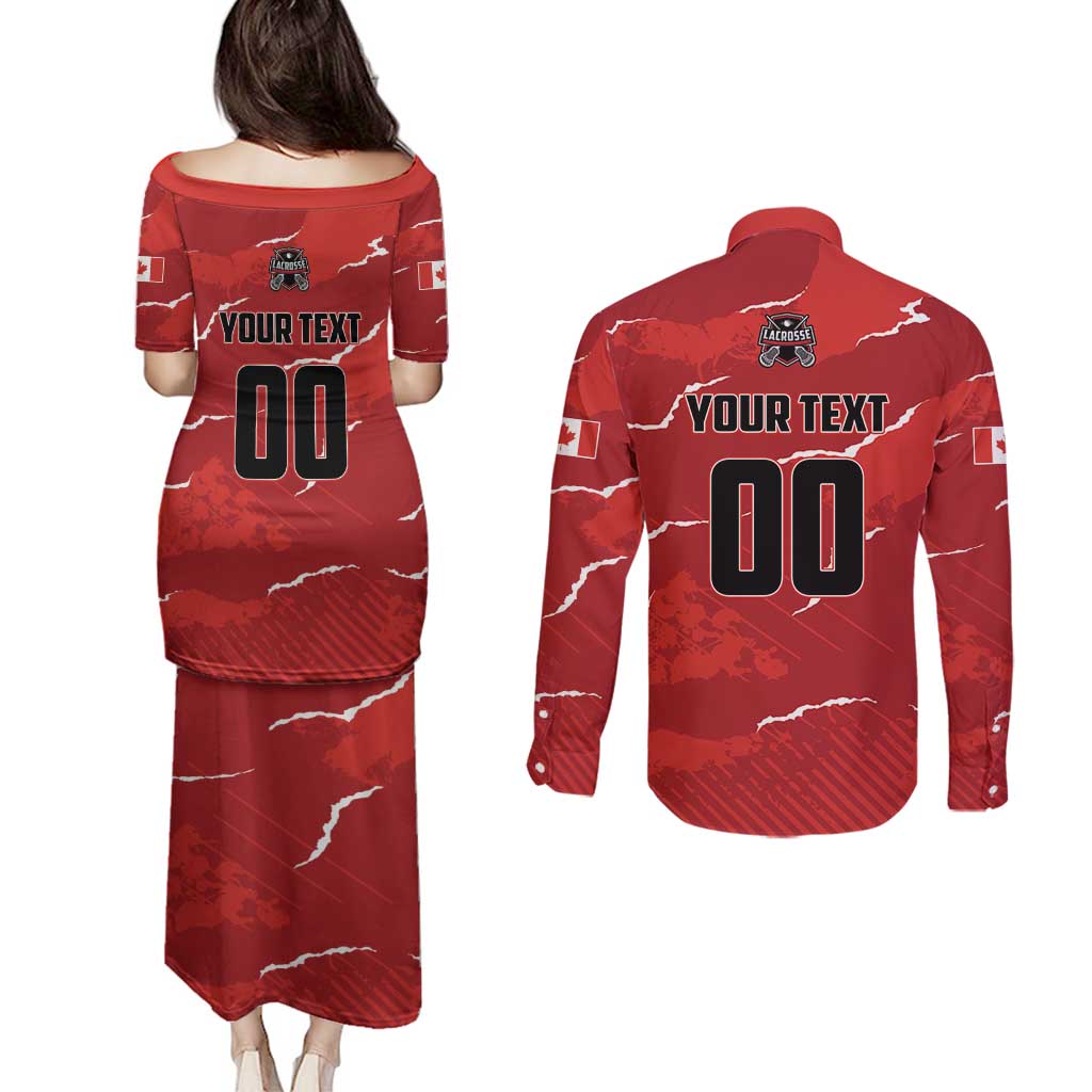 Custom Canada Lacrosse Couples Matching Puletasi and Long Sleeve Button Shirt National Summer Sport