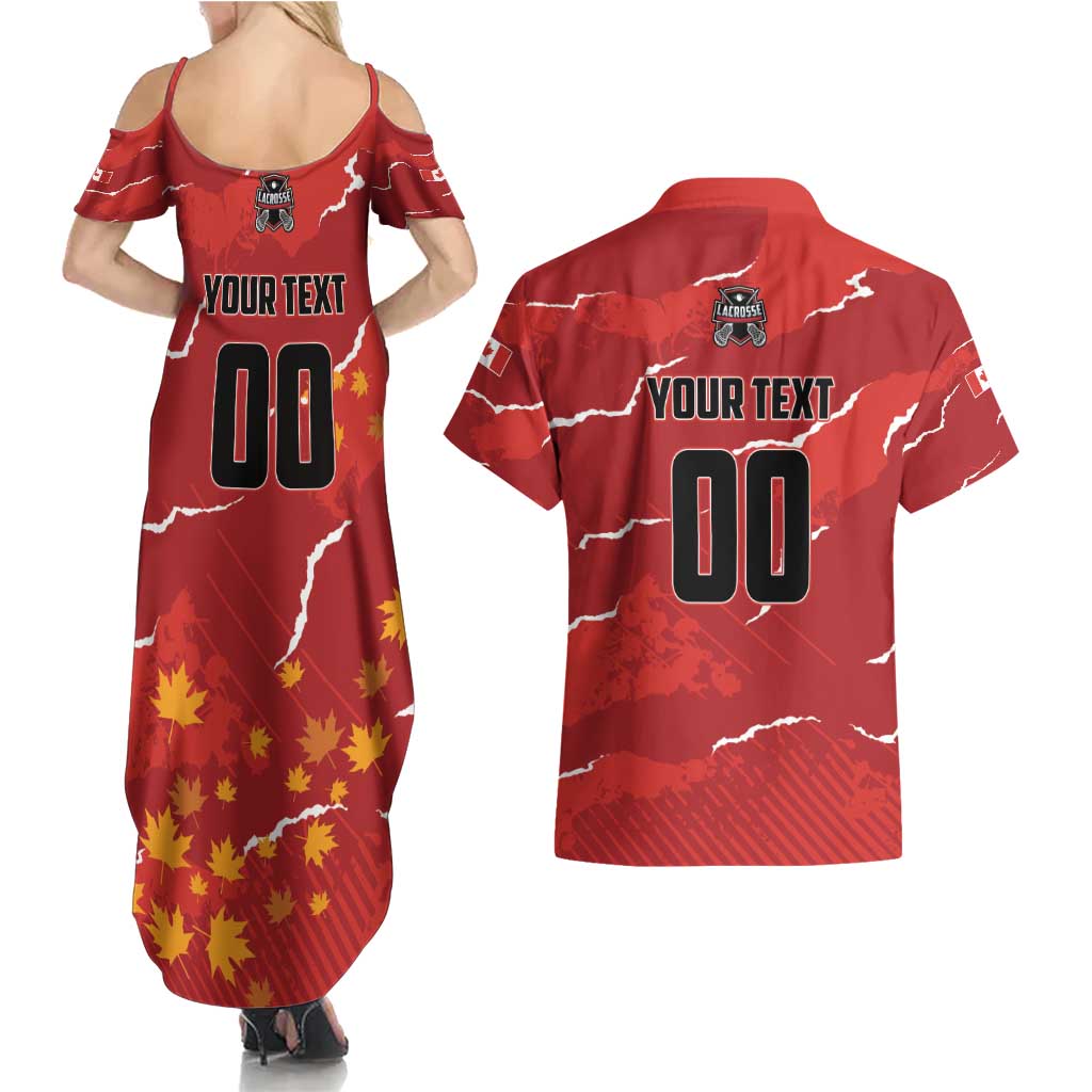 Custom Canada Lacrosse Couples Matching Summer Maxi Dress and Hawaiian Shirt National Summer Sport