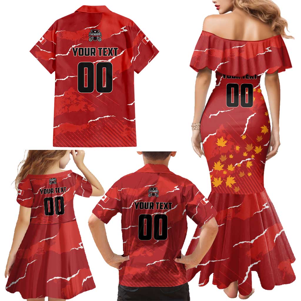 Custom Canada Lacrosse Family Matching Mermaid Dress and Hawaiian Shirt National Summer Sport