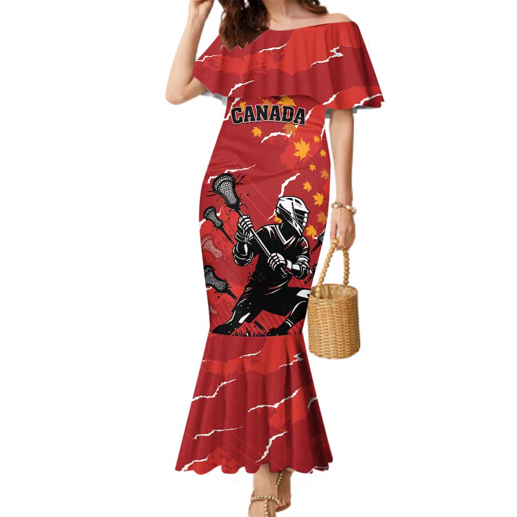 Custom Canada Lacrosse Family Matching Mermaid Dress and Hawaiian Shirt National Summer Sport