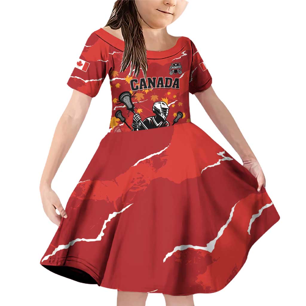 Custom Canada Lacrosse Family Matching Off Shoulder Short Dress and Hawaiian Shirt National Summer Sport