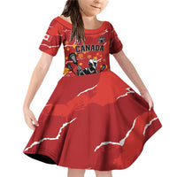 Custom Canada Lacrosse Family Matching Off Shoulder Short Dress and Hawaiian Shirt National Summer Sport