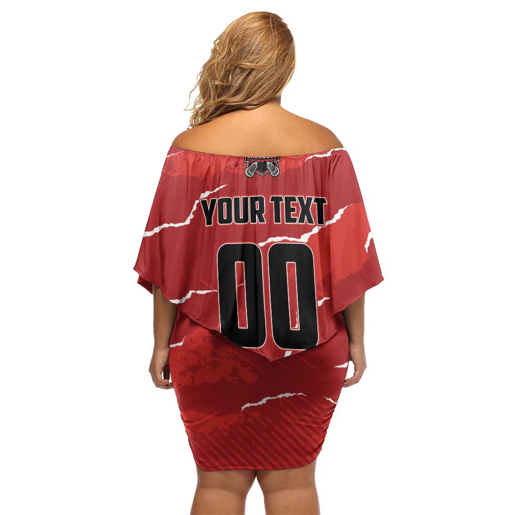 Custom Canada Lacrosse Family Matching Off Shoulder Short Dress and Hawaiian Shirt National Summer Sport