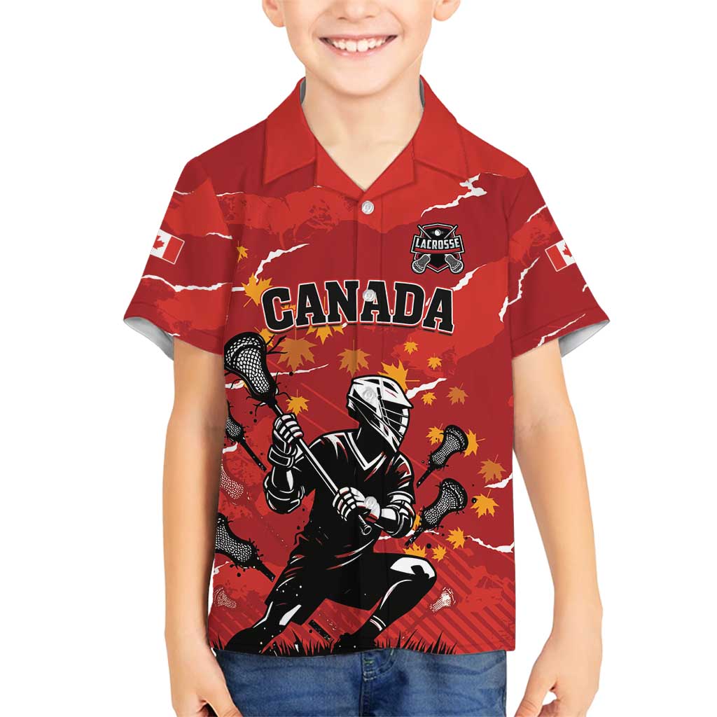 Custom Canada Lacrosse Family Matching Off Shoulder Short Dress and Hawaiian Shirt National Summer Sport