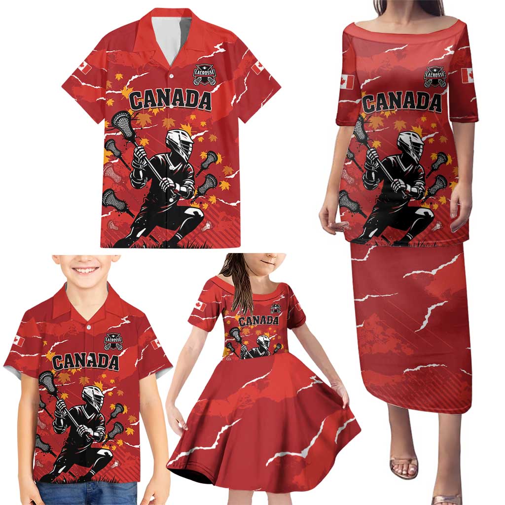 Custom Canada Lacrosse Family Matching Puletasi and Hawaiian Shirt National Summer Sport