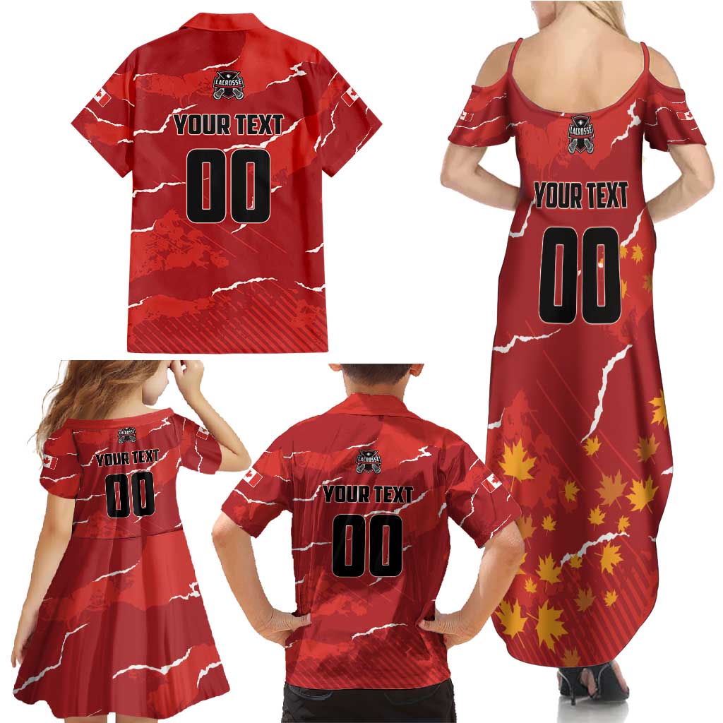 Custom Canada Lacrosse Family Matching Summer Maxi Dress and Hawaiian Shirt National Summer Sport