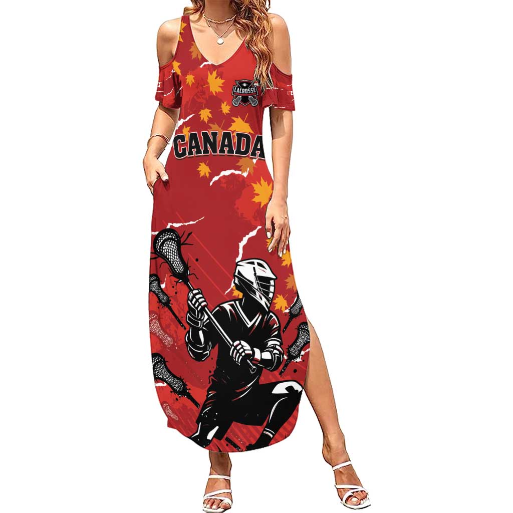 Custom Canada Lacrosse Family Matching Summer Maxi Dress and Hawaiian Shirt National Summer Sport