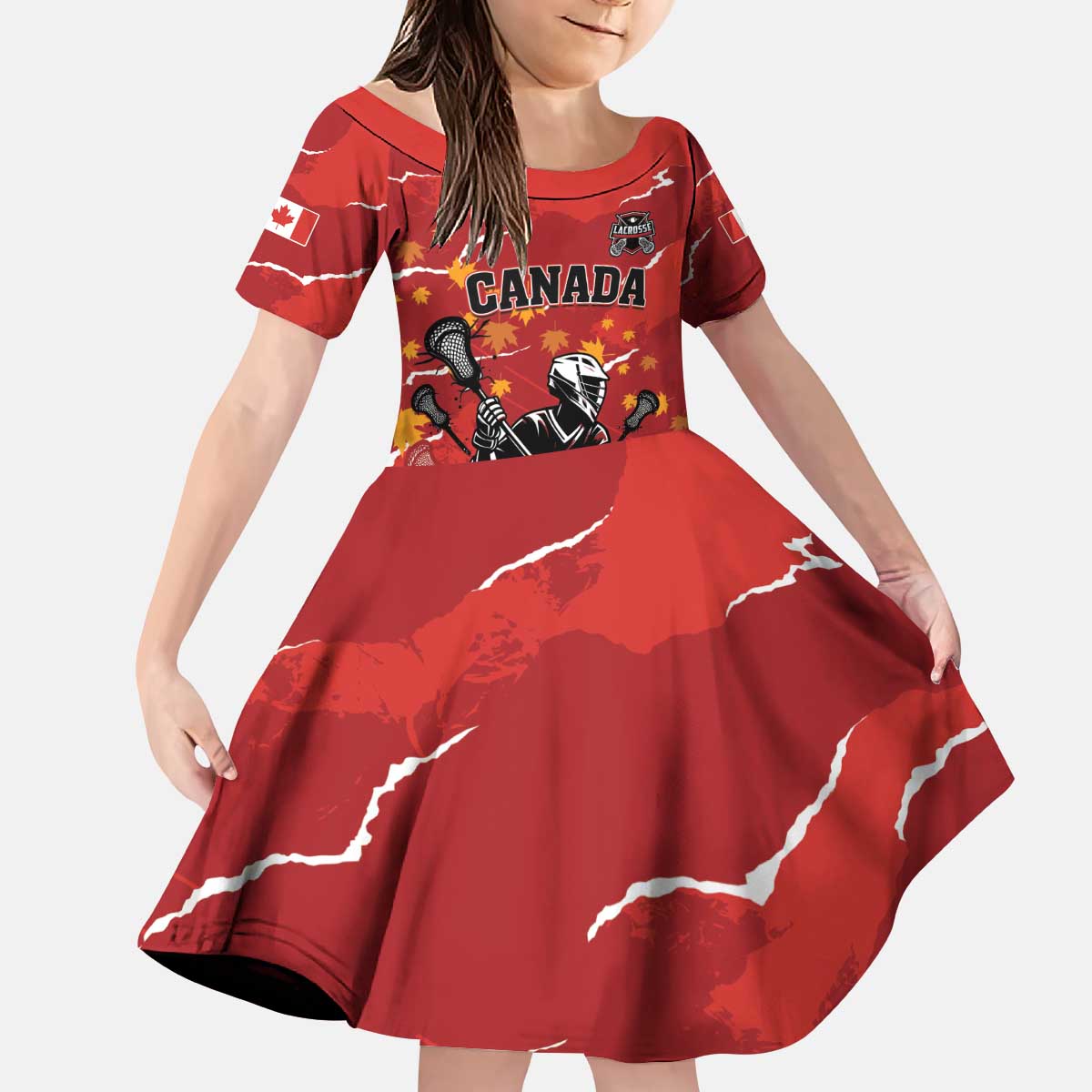 Custom Canada Lacrosse Kid Short Sleeve Dress National Summer Sport