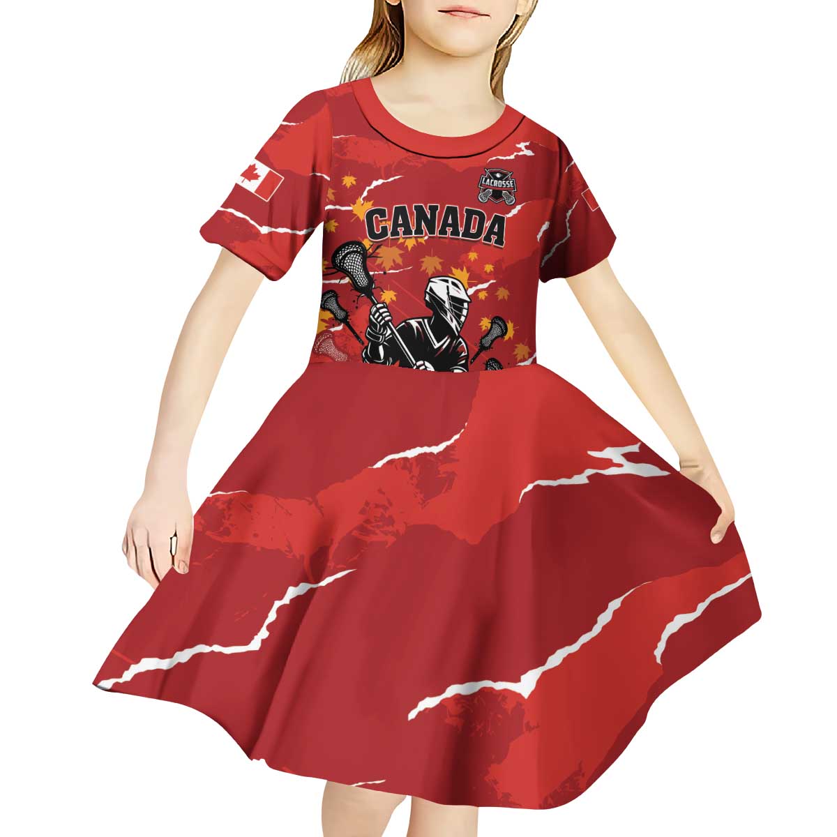 Custom Canada Lacrosse Kid Short Sleeve Dress National Summer Sport