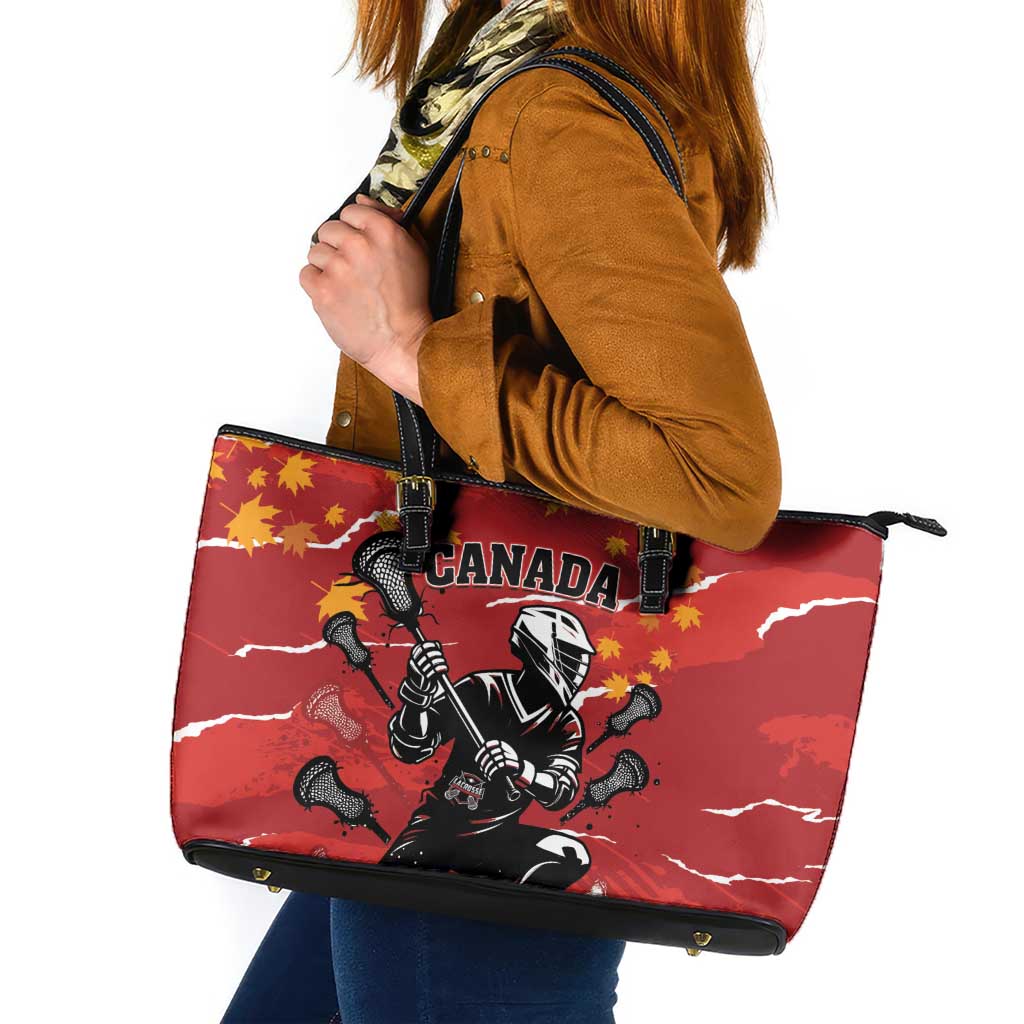Canada Lacrosse Leather Tote Bag National Summer Sport