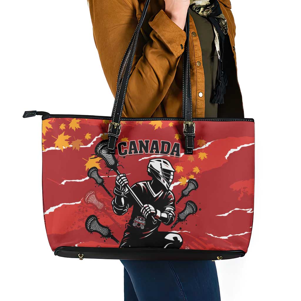 Canada Lacrosse Leather Tote Bag National Summer Sport