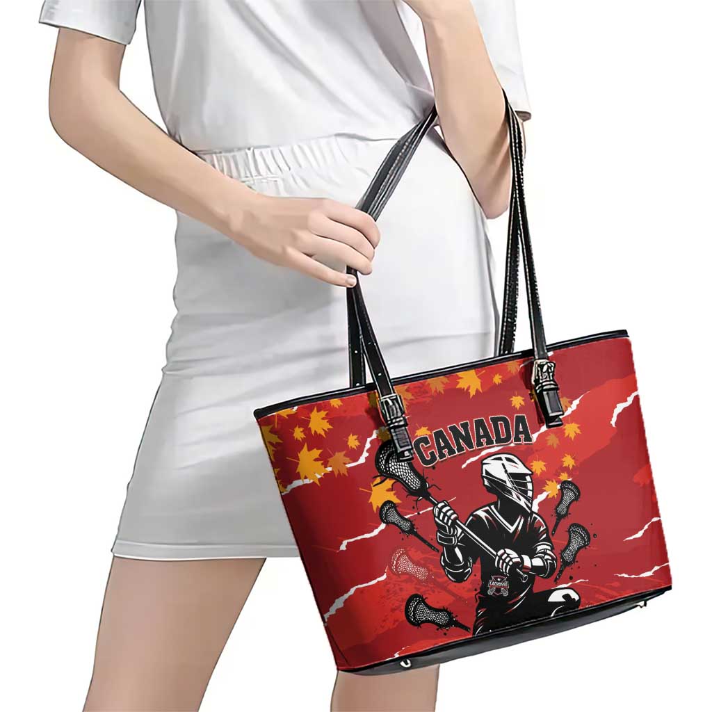 Canada Lacrosse Leather Tote Bag National Summer Sport