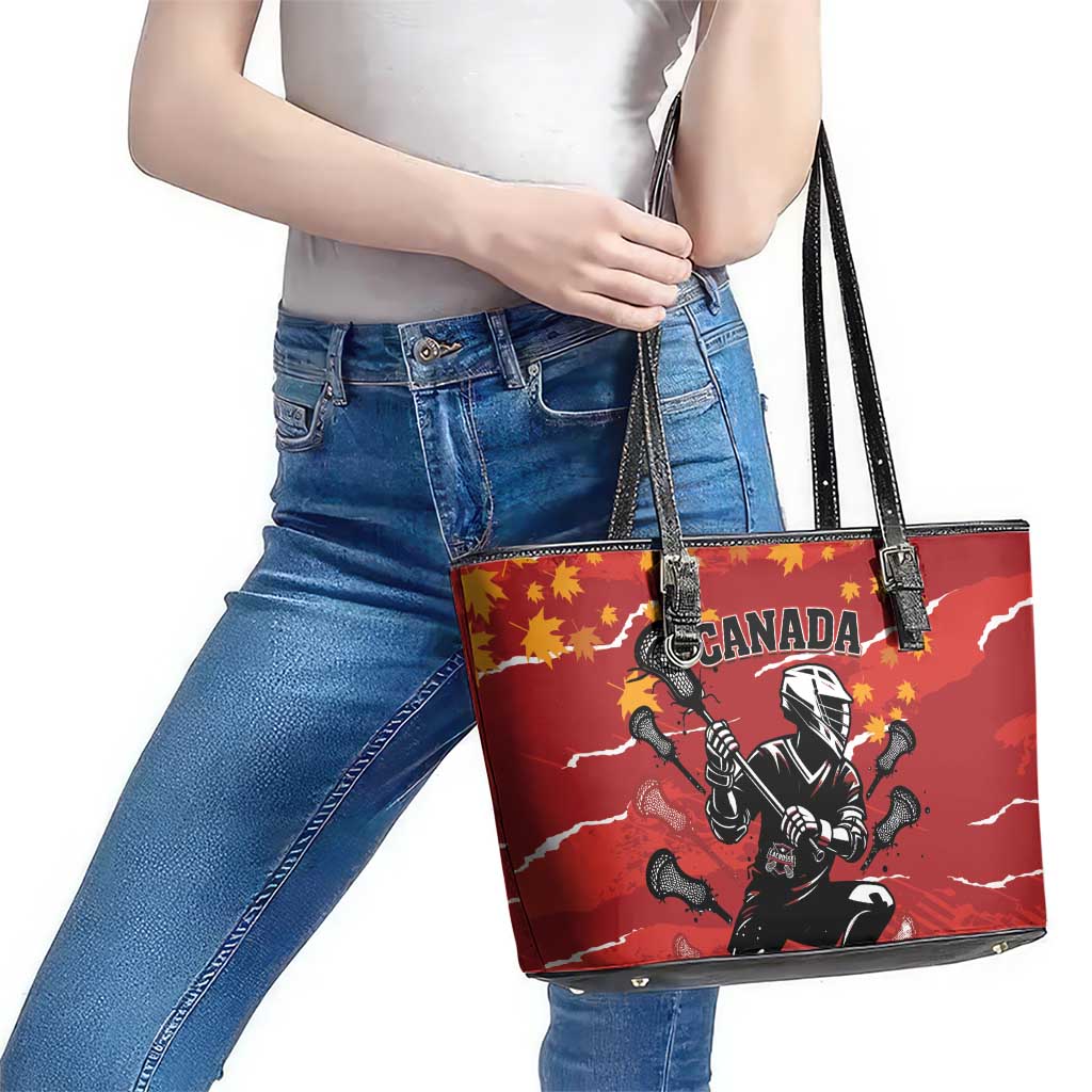 Canada Lacrosse Leather Tote Bag National Summer Sport