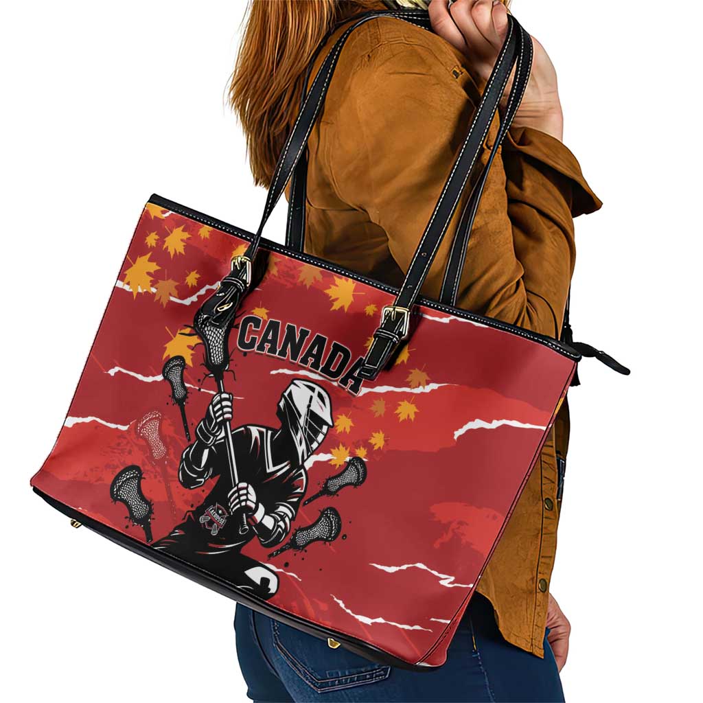 Canada Lacrosse Leather Tote Bag National Summer Sport
