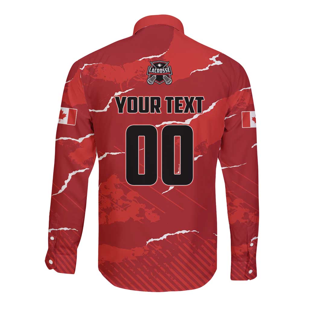 Custom Canada Lacrosse Long Sleeve Button Shirt National Summer Sport