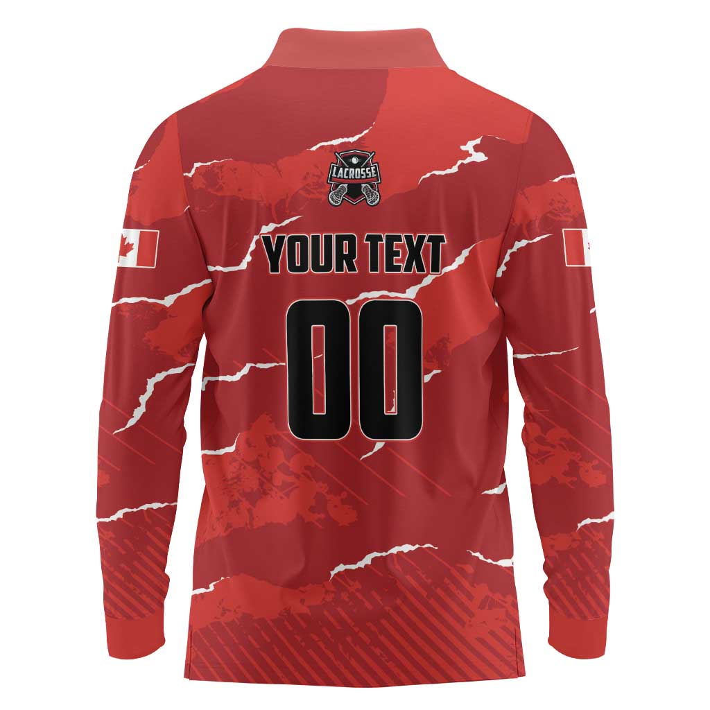 Custom Canada Lacrosse Long Sleeve Polo Shirt National Summer Sport