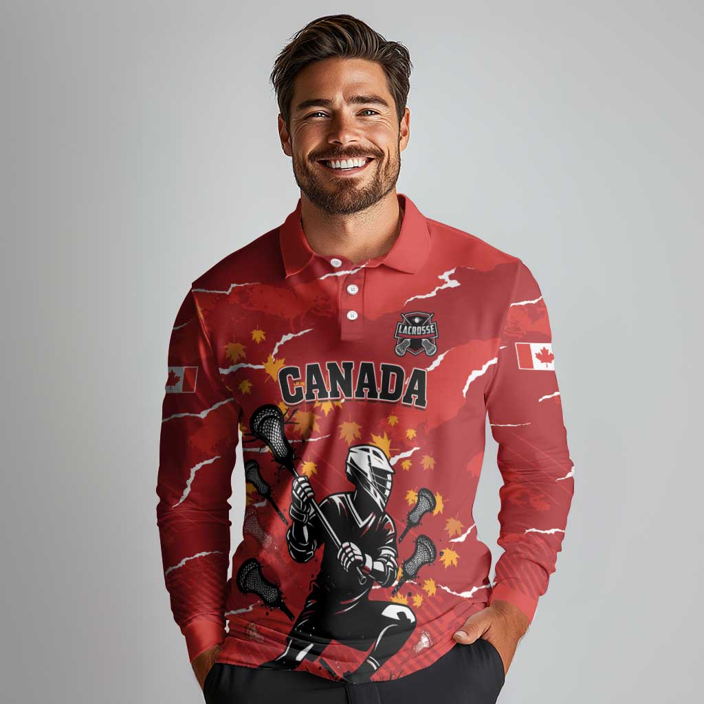 Custom Canada Lacrosse Long Sleeve Polo Shirt National Summer Sport