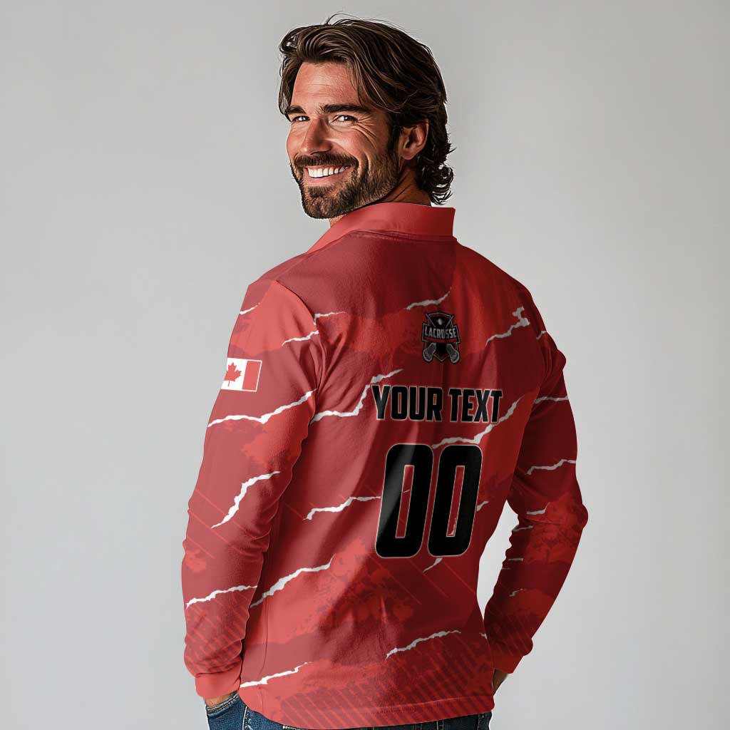 Custom Canada Lacrosse Long Sleeve Polo Shirt National Summer Sport