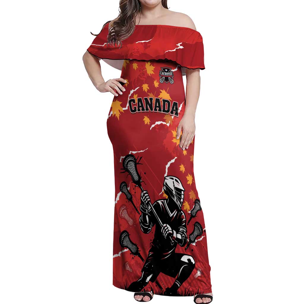 Custom Canada Lacrosse Off Shoulder Maxi Dress National Summer Sport