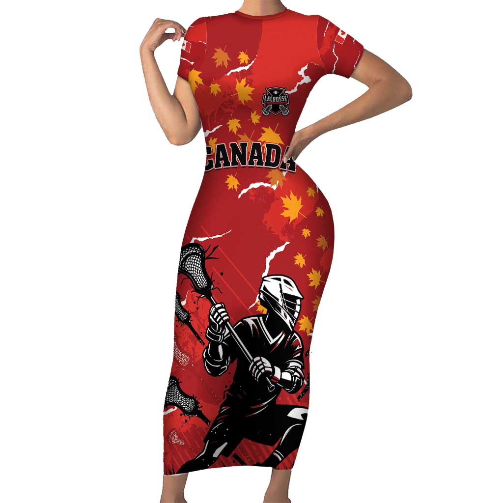 Custom Canada Lacrosse Short Sleeve Bodycon Dress National Summer Sport