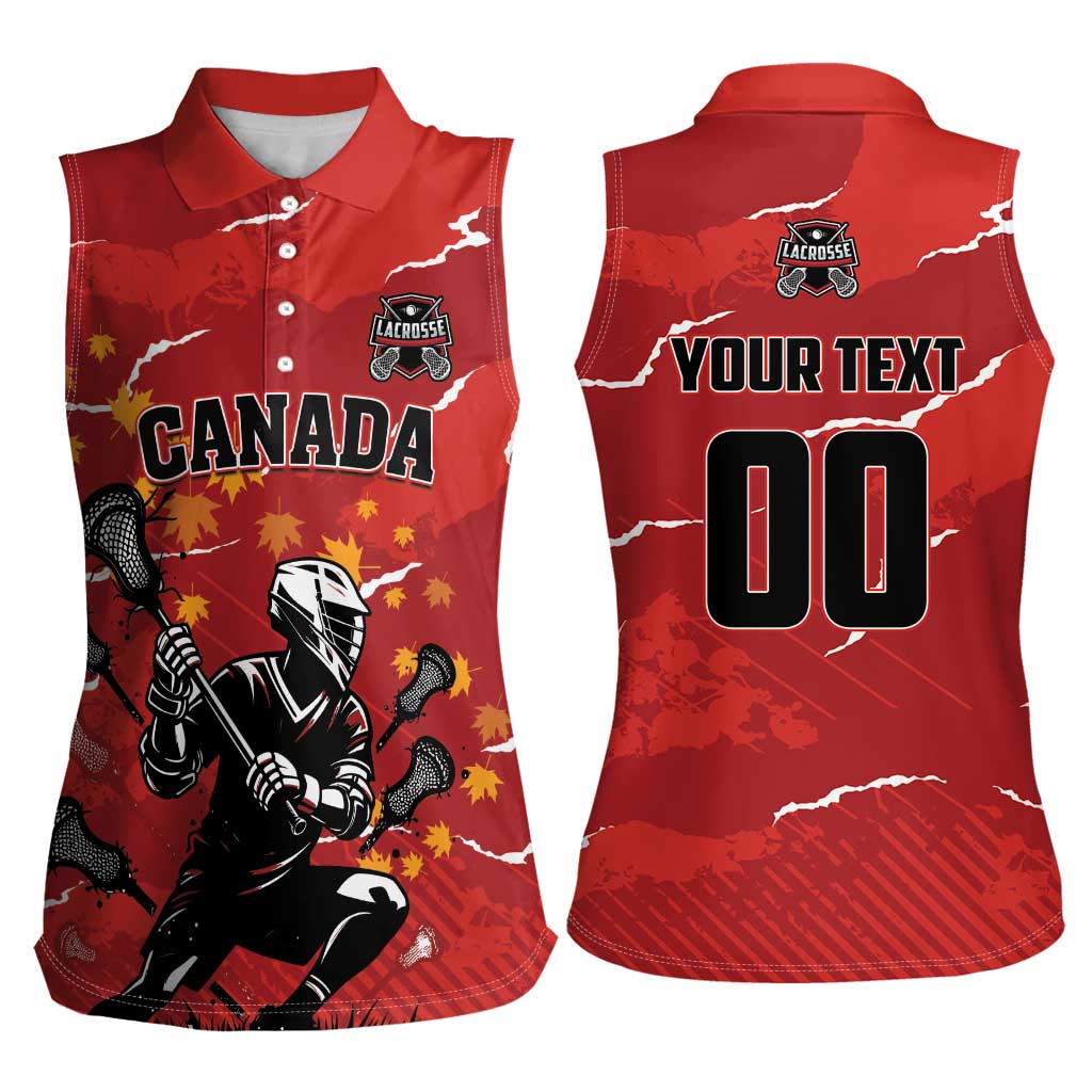 Custom Canada Lacrosse Women Sleeveless Polo Shirt National Summer Sport