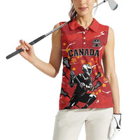 Custom Canada Lacrosse Women Sleeveless Polo Shirt National Summer Sport