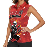 Custom Canada Lacrosse Women Sleeveless Polo Shirt National Summer Sport
