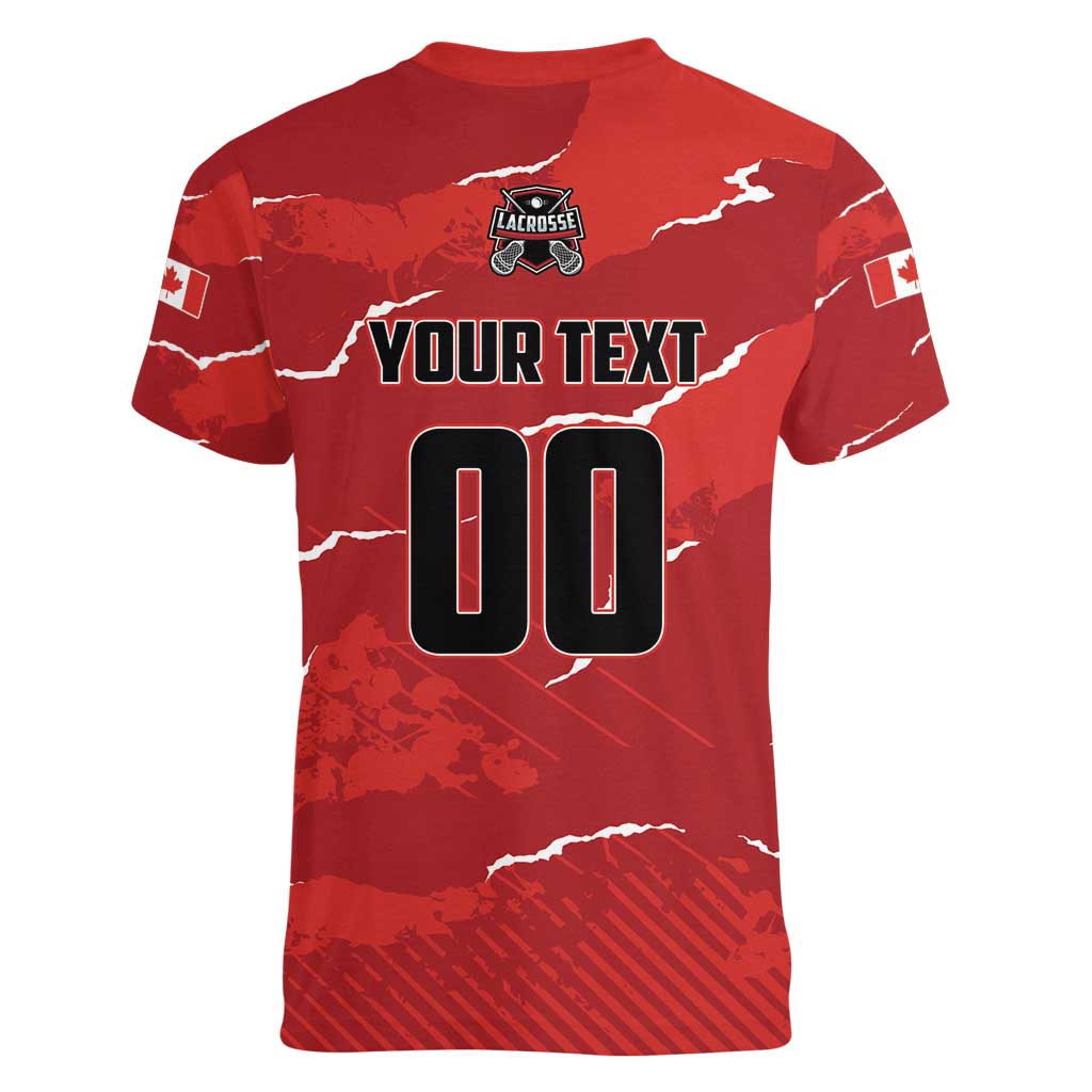 Custom Canada Lacrosse Women V-Neck T-Shirt National Summer Sport