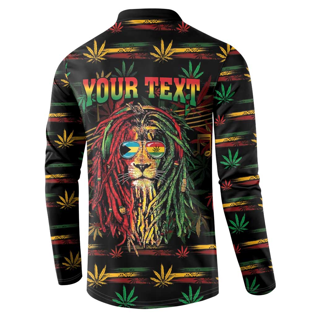 Personalized The Bahamas One Love Reggae Lion Button Sweatshirt Caribbean Reggae Spirit