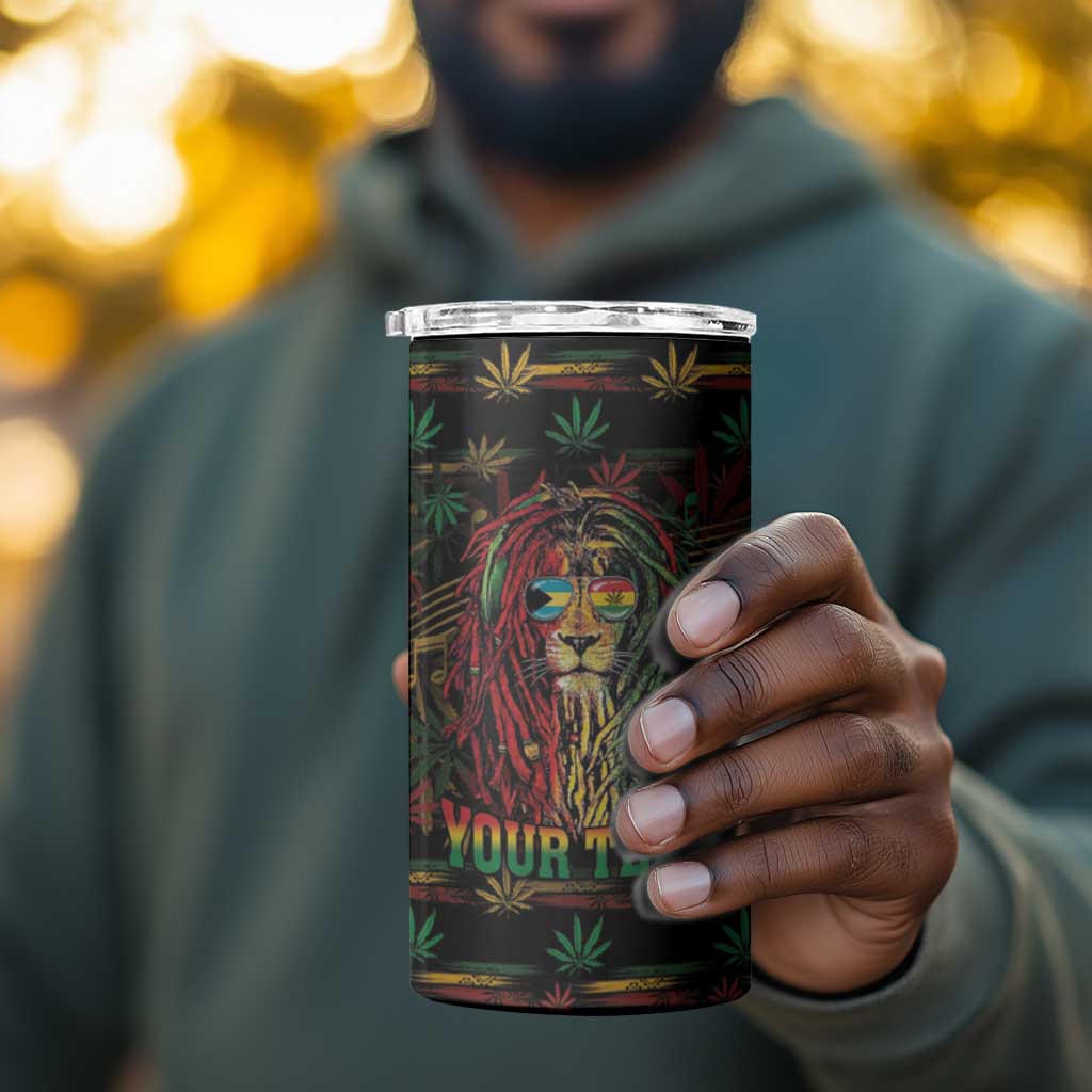 Personalized The Bahamas One Love Reggae Lion 4 in 1 Can Cooler Tumbler Caribbean Reggae Spirit