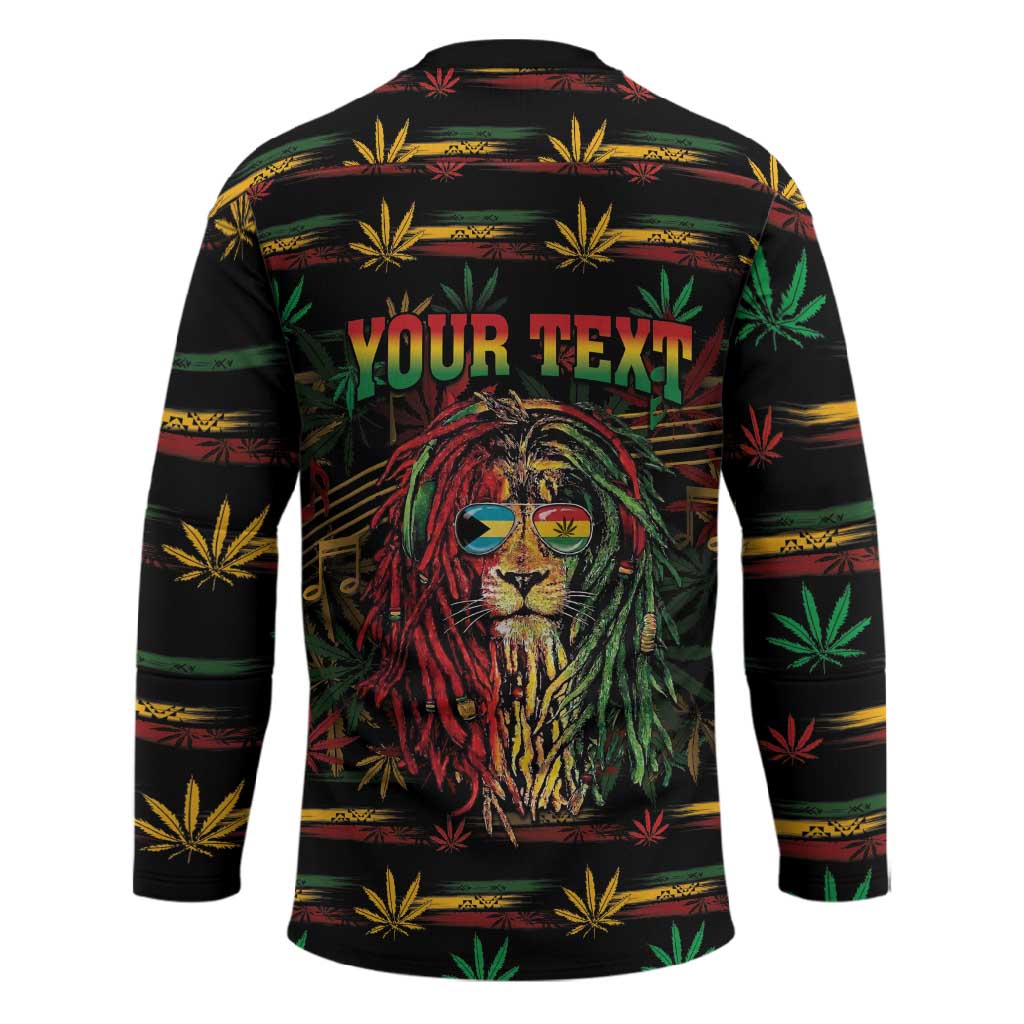 Personalized The Bahamas One Love Reggae Lion Hockey Jersey Caribbean Reggae Spirit