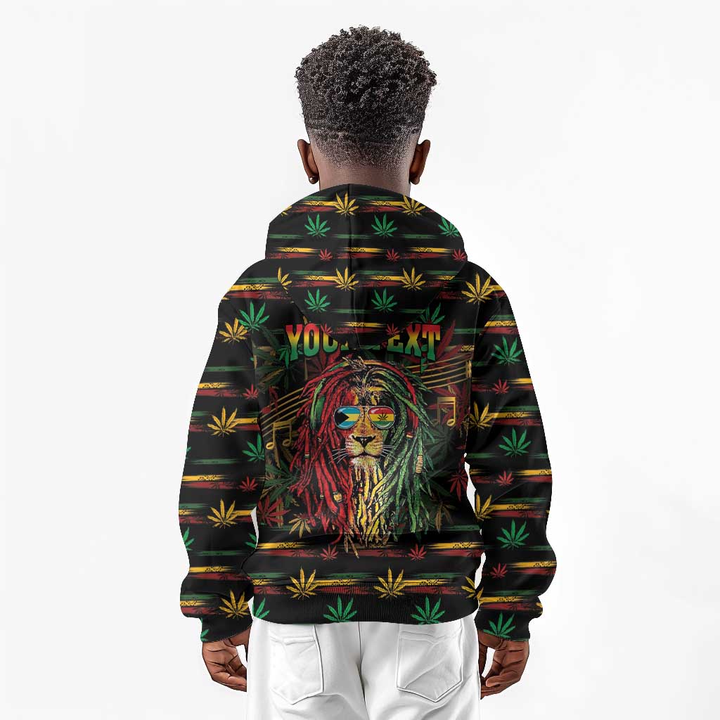 Personalized The Bahamas One Love Reggae Lion Kid Hoodie Caribbean Reggae Spirit