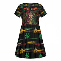 Personalized The Bahamas One Love Reggae Lion Kid Short Sleeve Dress Caribbean Reggae Spirit