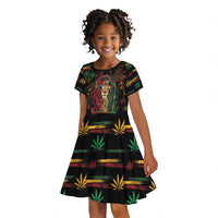 Personalized The Bahamas One Love Reggae Lion Kid Short Sleeve Dress Caribbean Reggae Spirit