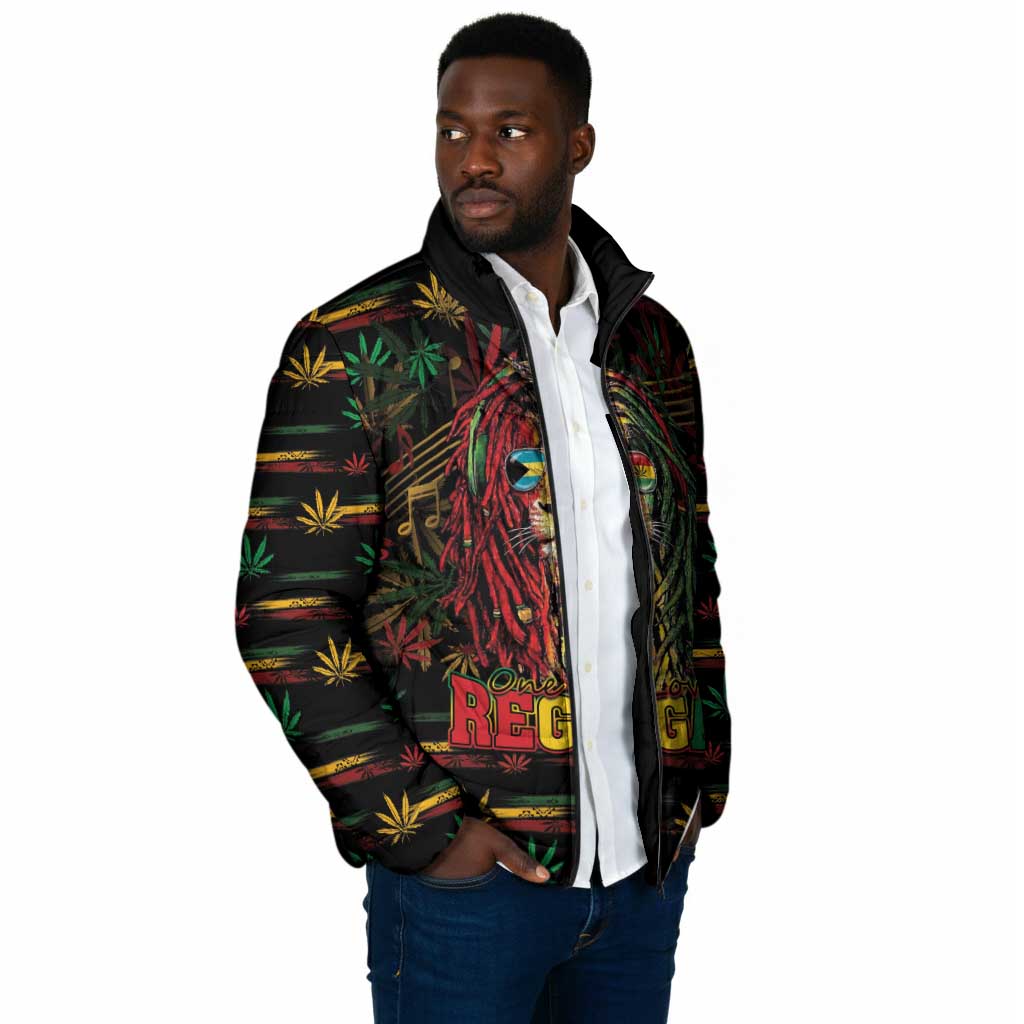 Personalized The Bahamas One Love Reggae Lion Padded Jacket Caribbean Reggae Spirit