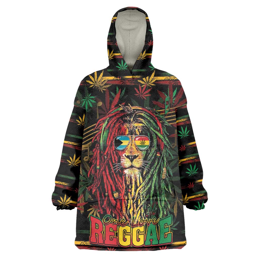 Personalized The Bahamas One Love Reggae Lion Wearable Blanket Hoodie Caribbean Reggae Spirit